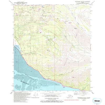 YellowMaps Anchorage A 7 NE AK topo map, 1:25000 Scale, 7.5 X 7.5 Minute, Historical, 1979, Updated 1993, 26.8 x 21.9 in - Polypropylene
