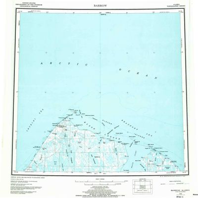 YellowMaps Barrow AK topo map, 1:250000 Scale, 1 X 3 Degree, Historical, 1955, Updated 1970, 22 x 20.2 in - Polypropylene