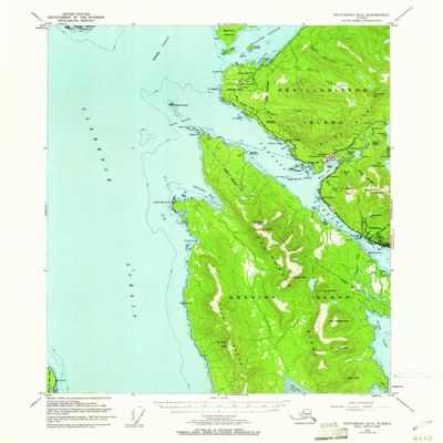 YellowMaps Ketchikan B 6 AK topo map, 1:63360 Scale, 15 X 15 Minute, Historical, 1954, Updated 1960, 20.8 x 17 in - Polypropylene