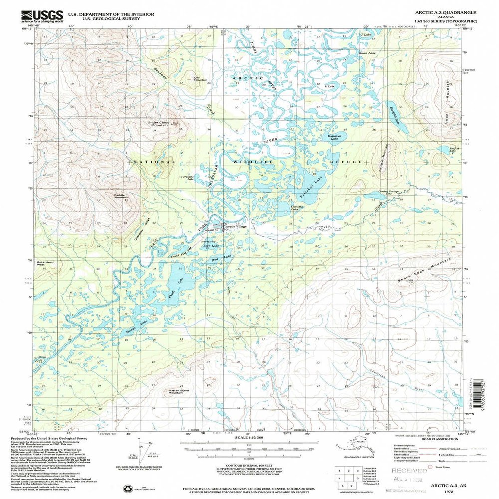 YellowMaps Arctic A 3 AK topo map, 1:63360 Scale, 15 X 15 Minute, Historical, 1972, Updated 2000, 21.5 x 18.1 in - Polypropylene