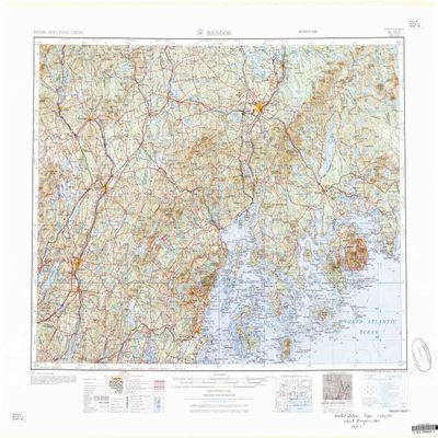 YellowMaps Bangor ME topo map, 1:250000 Scale, 1 X 2 Degree, Historical, 1960, Updated 1960, 24.12 x 30.32 in - Polypropylene