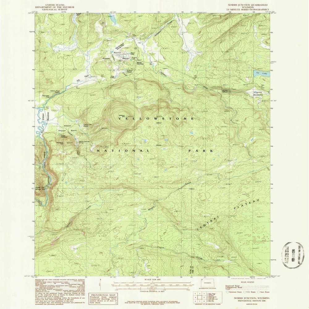 YellowMaps Norris Junction WY topo map, 1:24000 Scale, 7.5 X 7.5 Minute, Historical, 1986, Updated 1986, 26.8 x 21.3 in - Tyvek