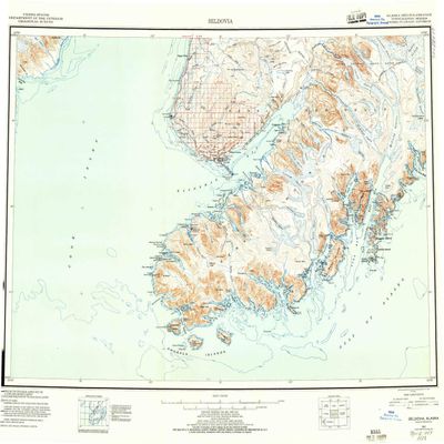Seldovia AK topo map, 1:250000 Scale, 1 X 3 Degree, Historical, 1951, Updated 1957, 22.7 x 28.7 in - Tyvek
