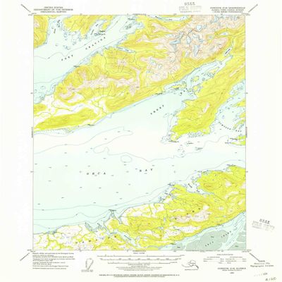 YellowMaps Cordova C 6 AK topo map, 1:63360 Scale, 15 X 15 Minute, Historical, 1953, Updated 1954, 20.8 x 17 in - Polypropylene