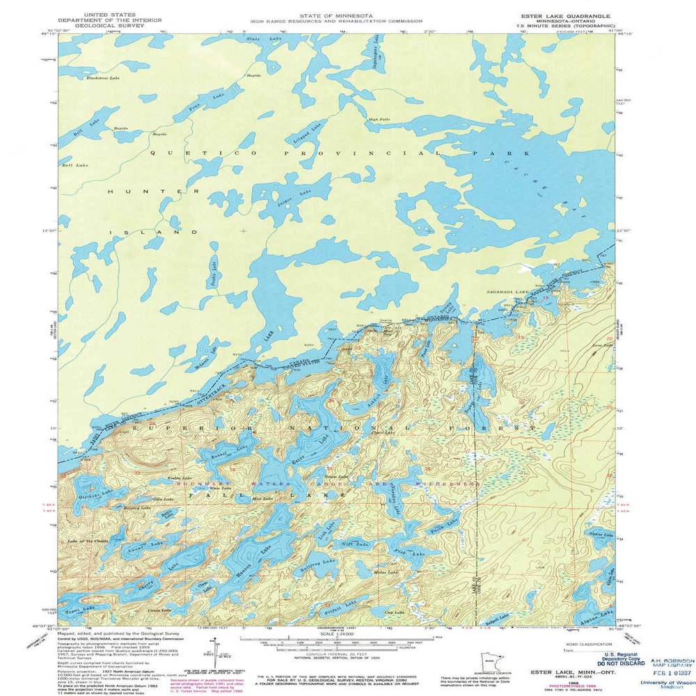 YellowMaps Ester Lake MN topo map, 1:24000 Scale, 7.5 X 7.5 Minute, Historical, 1959, Updated 1986, 27.23 x 21.53 in - Polypropylene