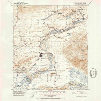 YellowMaps Anchorage C 6 AK topo map, 1:63360 Scale, 15 X 15 Minute, Historical, 1951, Updated 1952, 20.74 x 16.9 in - Polypropylene