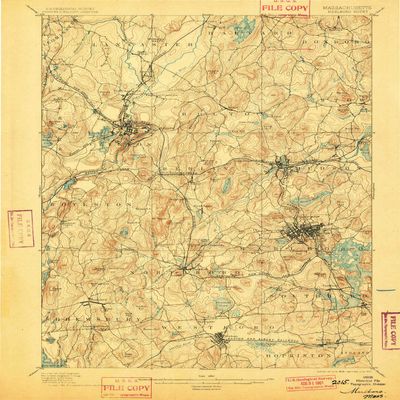 YellowMaps Marlboro MA topo map, 1:62500 Scale, 15 X 15 Minute, Historical, 1898, Updated 1901, 19.9 x 15.8 in - Polypropylene