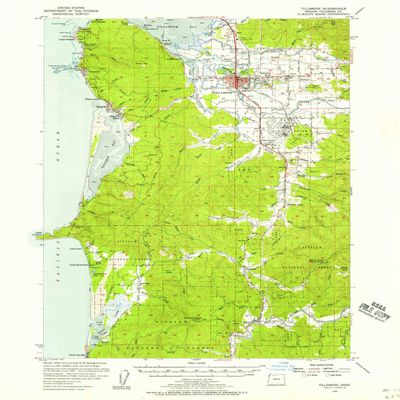 YellowMaps Tillamook OR topo map, 1:62500 Scale, 15 X 15 Minute, Historical, 1955, Updated 1957, 20.6 x 16.1 in - Tyvek