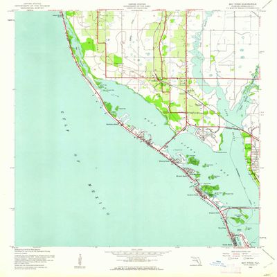 YellowMaps Bay Pines FL topo map, 1:24000 Scale, 7.5 X 7.5 Minute, Historical, 1943, Updated 1961, 26.75 x 22.93 in - Tyvek