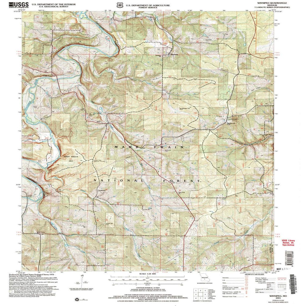 YellowMaps Winnipeg MO topo map, 1:24000 Scale, 7.5 X 7.5 Minute, Historical, 2004, Updated 2006, 26.8 x 22 in - Tyvek