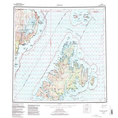 YellowMaps Afognak AK topo map, 1:250000 Scale, 1 X 2 Degree, Historical, 1952, Updated 1988, 22.8 x 30.3 in - Polypropylene