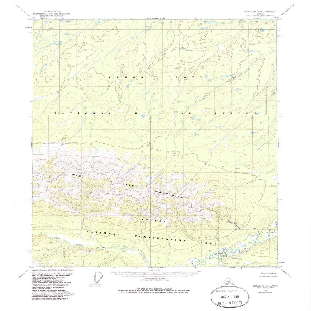 YellowMaps Circle D 4 AK topo map, 1:63360 Scale, 15 X 15 Minute, Historical, 1952, Updated 1985, 21.8 x 18 in - Polypropylene