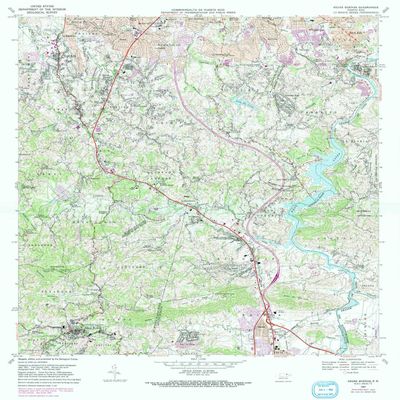 YellowMaps Aguas Buenas PR topo map, 1:20000 Scale, 7.5 X 7.5 Minute, Historical, 1969, Updated 1982, 32.3 x 28.9 in - Tyvek