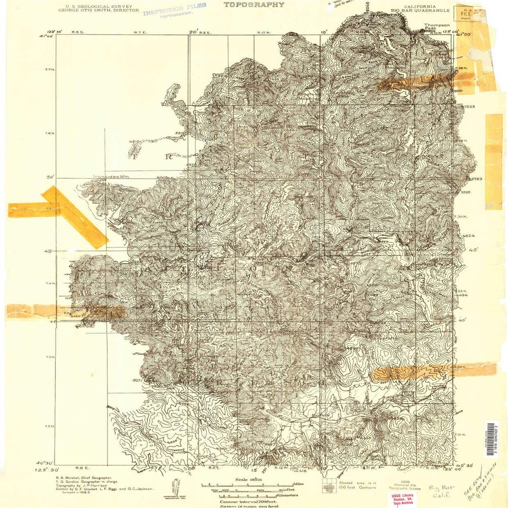 YellowMaps Big Bar CA topo map, 1:96000 Scale, 30 X 30 Minute, Historical, 1909, 26.9 x 22.2 in - Tyvek