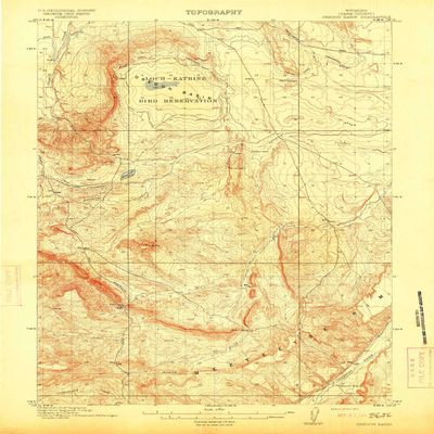 YellowMaps Oregon Basin WY topo map, 1:62500 Scale, 15 X 15 Minute, Historical, 1913, 19.8 x 15.4 in - Tyvek