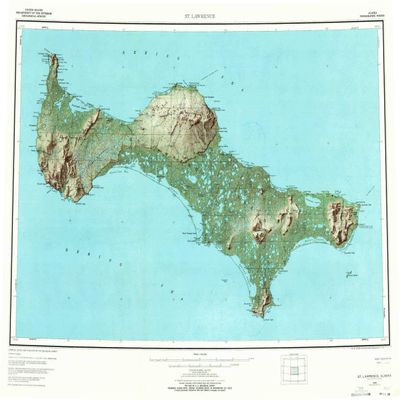 YellowMaps St Lawrence AK topo map, 1:250000 Scale, 1 X 3 Degree, Historical, 1948, Updated 1971, 22.7 x 30.5 in - Tyvek