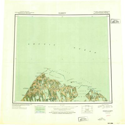 YellowMaps Barrow AK topo map, 1:250000 Scale, 1 X 3 Degree, Historical, 1949, 26 x 22.7 in - Polypropylene