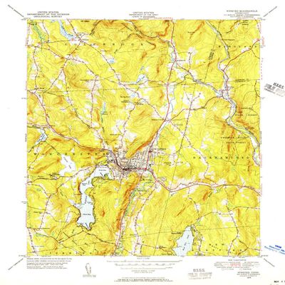 YellowMaps Winsted CT topo map, 1:31680 Scale, 7.5 X 7.5 Minute, Historical, 1948, Updated 1956, 20.8 x 15.8 in - Tyvek