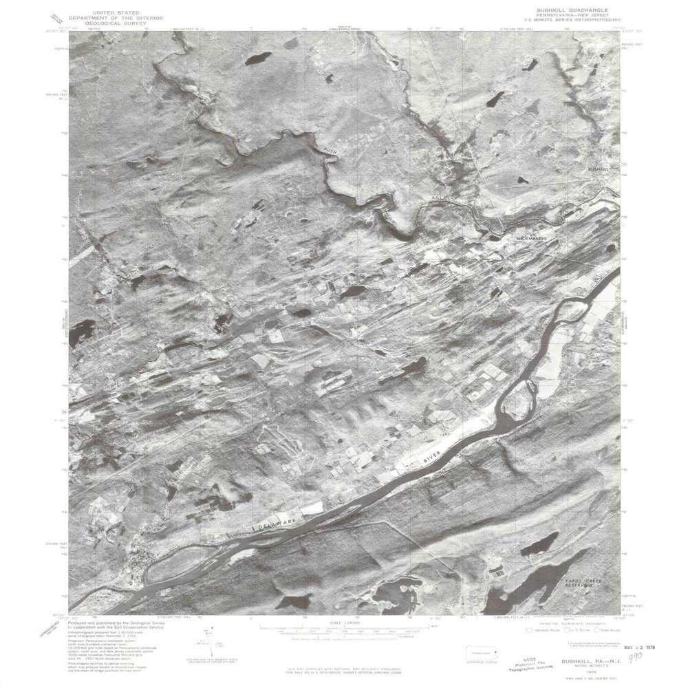 YellowMaps Bushkill PA topo map, 1:24000 Scale, 7.5 X 7.5 Minute, Historical, 1976, Updated 1978, 26.8 x 21.5 in - Polypropylene