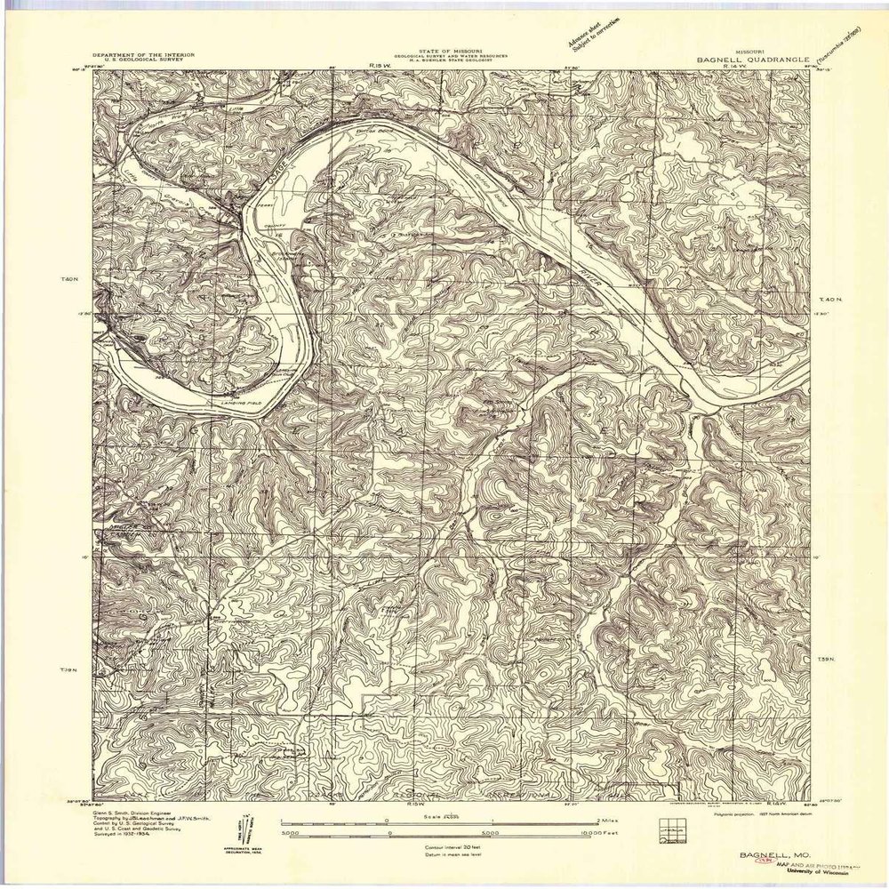 YellowMaps Bagnell MO topo map, 1:24000 Scale, 7.5 X 7.5 Minute, Historical, 1957, Updated 1957, 27.6 x 22.2 in - Polypropylene