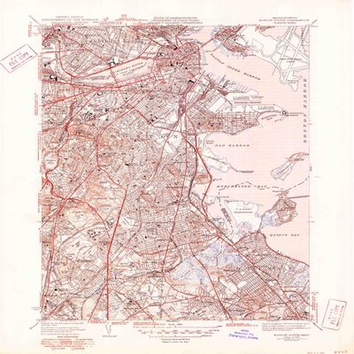 YellowMaps Boston South MA topo map, 1:31680 Scale, 7.5 X 7.5 Minute, Historical, 1946, Updated 1950, 20.8 x 17 in - Polypropylene