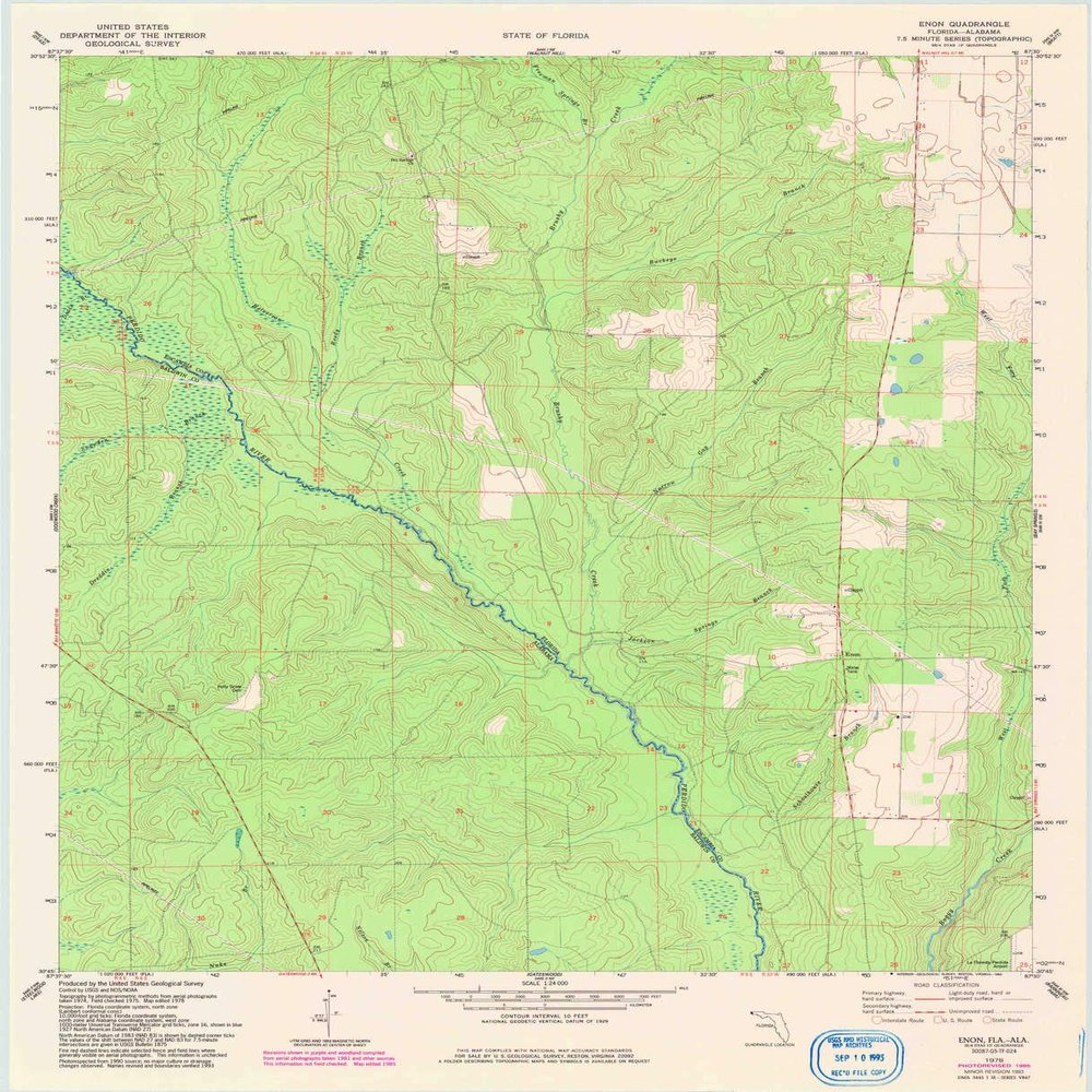 YellowMaps Enon FL topo map, 1:24000 Scale, 7.5 X 7.5 Minute, Historical, 1978, Updated 1993, 27.1 x 22 in - Tyvek
