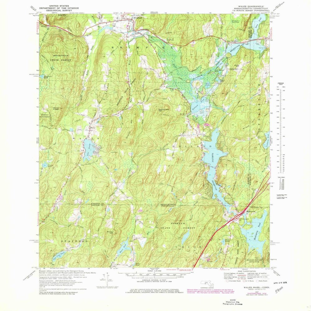 YellowMaps Wales MA topo map, 1:25000 Scale, 7.5 X 7.5 Minute, Historical, 1967, Updated 1979, 26.8 x 22 in - Polypropylene