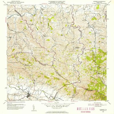YellowMaps Gurabo PR topo map, 1:30000 Scale, 7.5 X 7.5 Minute, Historical, 1955, Updated 1956, 21.6 x 19.9 in - Polypropylene