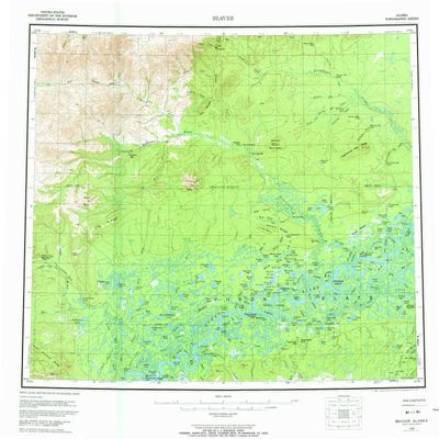 YellowMaps Beaver AK topo map, 1:250000 Scale, 1 X 3 Degree, Historical, 1956, Updated 1973, 22.3 x 24.3 in - Tyvek