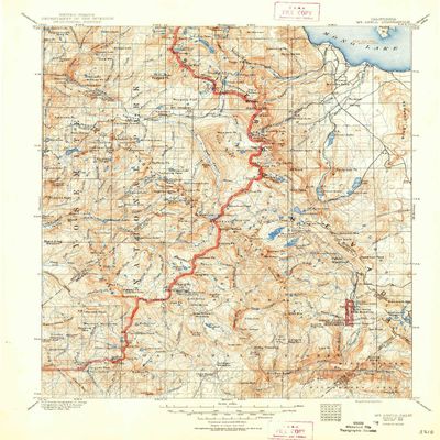 Mt Lyell CA topo map, 1:125000 Scale, 30 X 30 Minute, Historical, 1901, Updated 1948, 20.7 x 16.6 in - Polypropylene