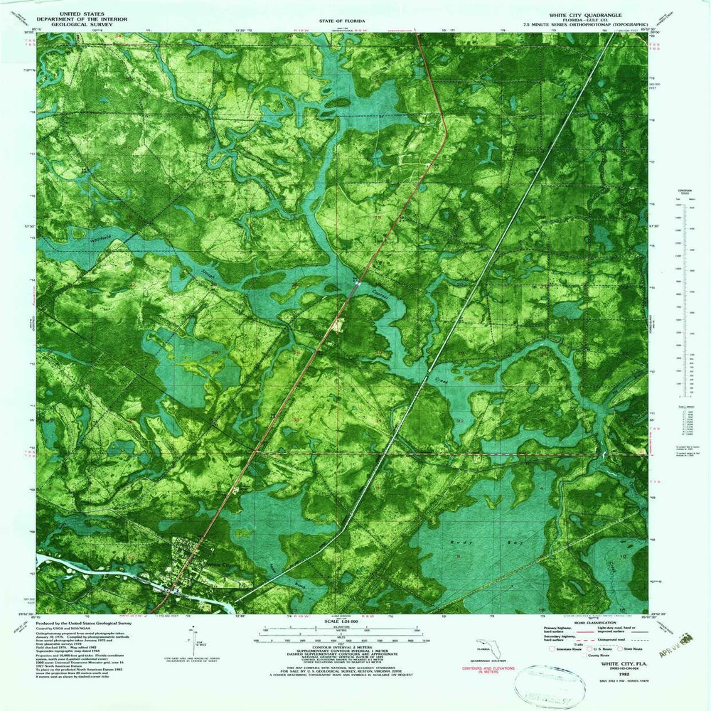 YellowMaps White City FL topo map, 1:24000 Scale, 7.5 X 7.5 Minute, Historical, 1982, Updated 1983, 27.8 x 23 in - Tyvek