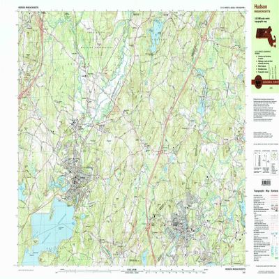 YellowMaps Hudson MA topo map, 1:25000 Scale, 7.5 X 15 Minute, Historical, 1997, Updated 1999, 24 x 39.8 in - Polypropylene