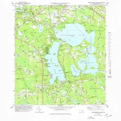 YellowMaps Assawompset Pond MA topo map, 1:25000 Scale, 7.5 X 7.5 Minute, Historical, 1978, Updated 1979, 26.7 x 22 in - Tyvek