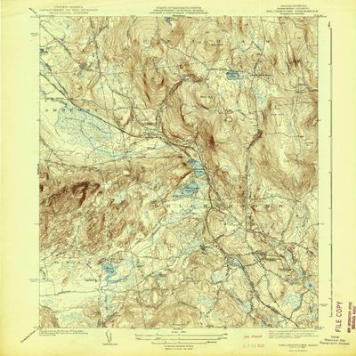 YellowMaps Belchertown MA topo map, 1:31680 Scale, 7.5 X 7.5 Minute, Historical, 1942, 19.8 x 16.4 in - Tyvek