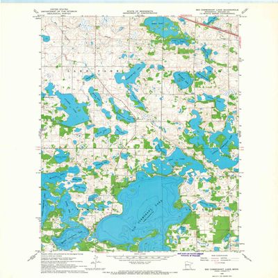 YellowMaps Big Cormorant Lake MN topo map, 1:24000 Scale, 7.5 X 7.5 Minute, Historical, 1966, Updated 1967, 27.23 x 21.53 in - Tyvek