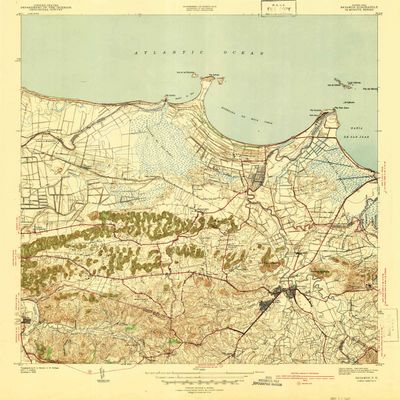 YellowMaps Bayamon PR topo map, 1:30000 Scale, 7.5 X 7.5 Minute, Historical, 1941, 20.8 x 19.4 in - Tyvek