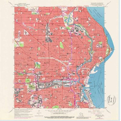YellowMaps Milwaukee WI topo map, 1:24000 Scale, 7.5 X 7.5 Minute, Historical, 1958, Updated 1988, 27.2 x 22.5 in - Polypropylene