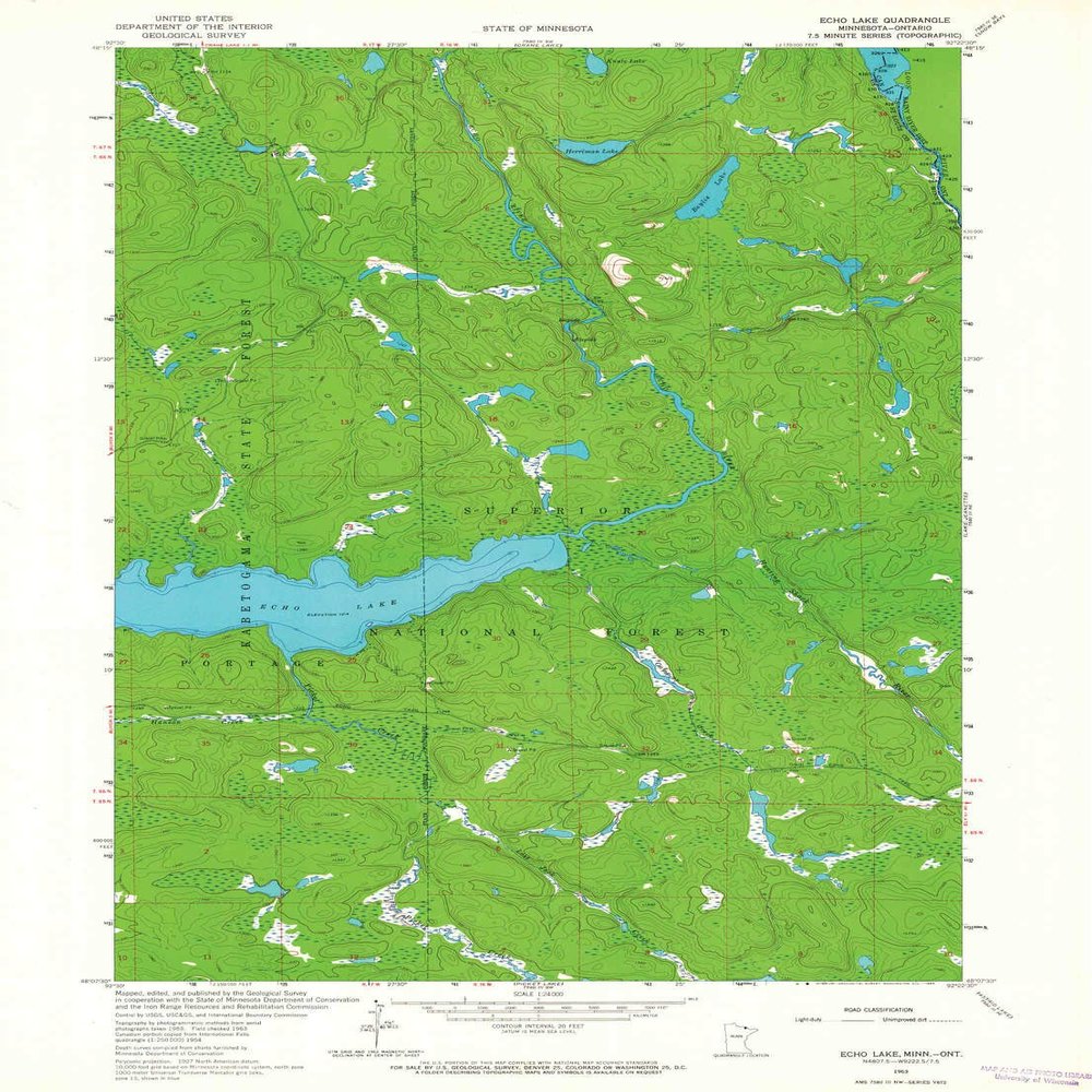 YellowMaps Echo Lake MN topo map, 1:24000 Scale, 7.5 X 7.5 Minute, Historical, 1963, Updated 1964, 27.23 x 21.53 in - Tyvek