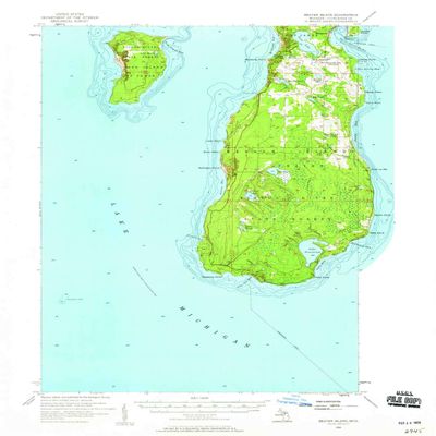 YellowMaps Beaver Island MI topo map, 1:62500 Scale, 15 X 15 Minute, Historical, 1956, Updated 1959, 20.8 x 16.9 in - Polypropylene