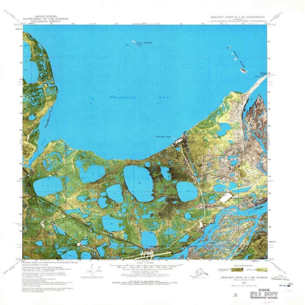 YellowMaps Beechey Point B 3 SE AK topo map, 1:24000 Scale, 7.5 X 7.5 Minute, Historical, 1970, Updated 1971, 29.7 x 23.1 in - Polypropylene
