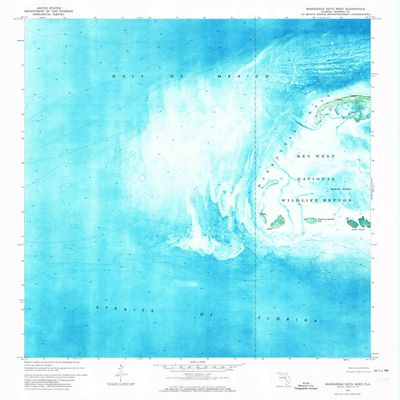 YellowMaps Marquesas Keys West FL topo map, 1:24000 Scale, 7.5 X 7.5 Minute, Historical, 1971, Updated 1973, 26.8 x 24 in - Polypropylene