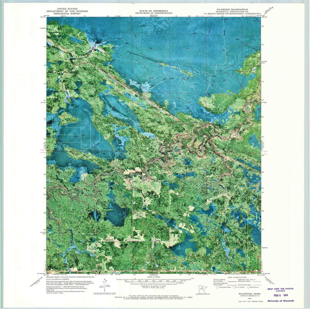 YellowMaps Wildwood MN topo map, 1:24000 Scale, 7.5 X 7.5 Minute, Historical, 1971, Updated 1973, 27.53 x 22.14 in - Tyvek