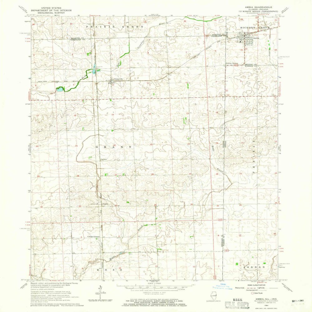 YellowMaps Ambia in topo map, 1:24000 Scale, 7.5 X 7.5 Minute, Historical, 1964, Updated 1965, 26.96 x 21.99 in - Tyvek