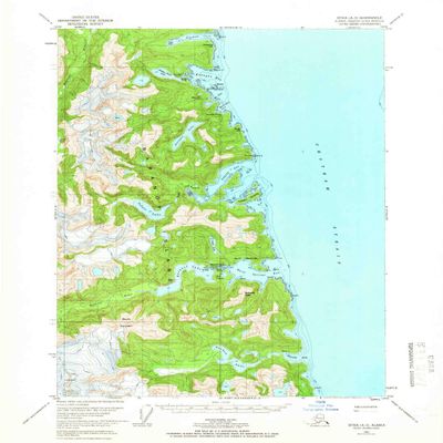 YellowMaps Sitka A 3 AK topo map, 1:63360 Scale, 15 X 15 Minute, Historical, 1951, Updated 1966, 20.8 x 17 in - Polypropylene