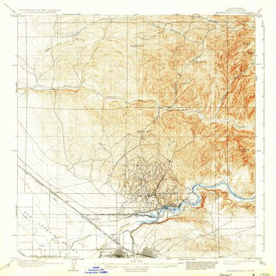 YellowMaps Bakersfield CA topo map, 1:62500 Scale, 15 X 15 Minute, Historical, 1906, Updated 1936, 19.9 x 16.6 in - Polypropylene