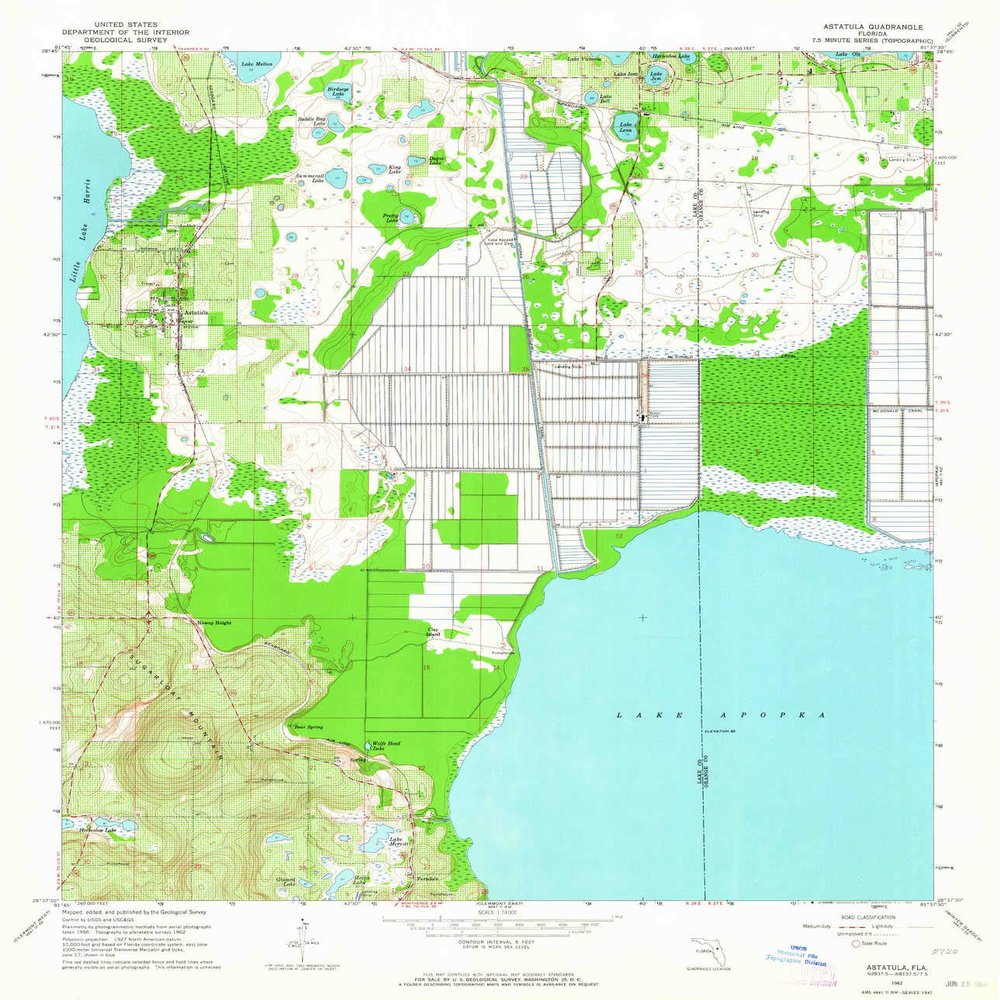 YellowMaps Astatula FL topo map, 1:24000 Scale, 7.5 X 7.5 Minute, Historical, 1962, Updated 1964, 26.8 x 23 in - Polypropylene
