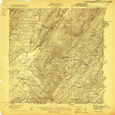 YellowMaps Moorefield WV topo map, 1:48000 Scale, 15 X 15 Minute, Historical, 1921, 27.8 x 21.9 in - Tyvek