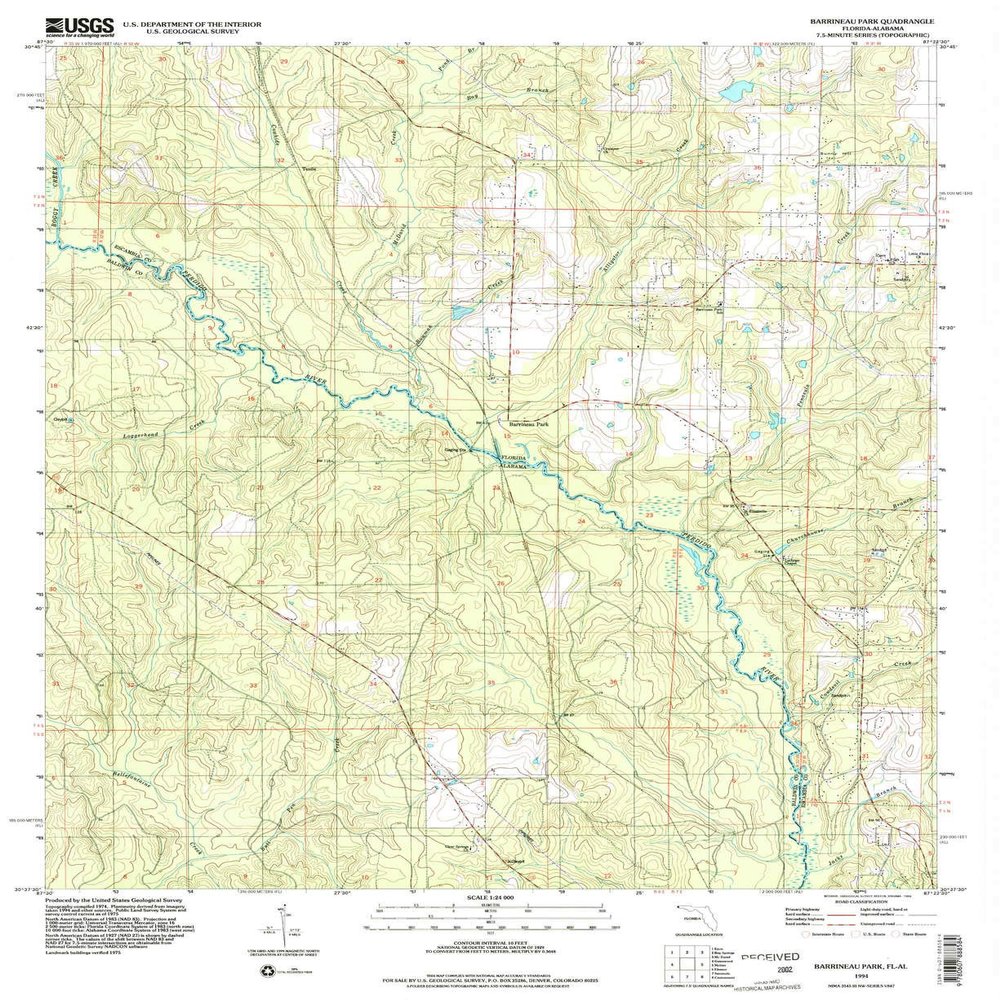 YellowMaps Barrineau Park FL topo map, 1:24000 Scale, 7.5 X 7.5 Minute, Historical, 1994, Updated 1999, 27 x 22 in - Polypropylene