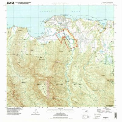 YellowMaps Hanalei HI topo map, 1:24000 Scale, 7.5 X 7.5 Minute, Historical, 1996, Updated 1998, 27.2 x 24 in - Polypropylene