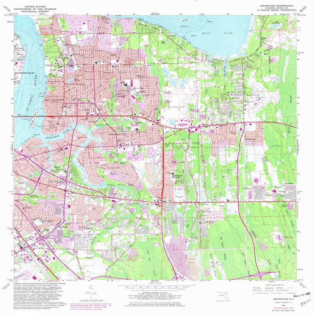 YellowMaps Arlington FL topo map, 1:24000 Scale, 7.5 X 7.5 Minute, Historical, 1963, Updated 1982, 27 x 22 in - Polypropylene